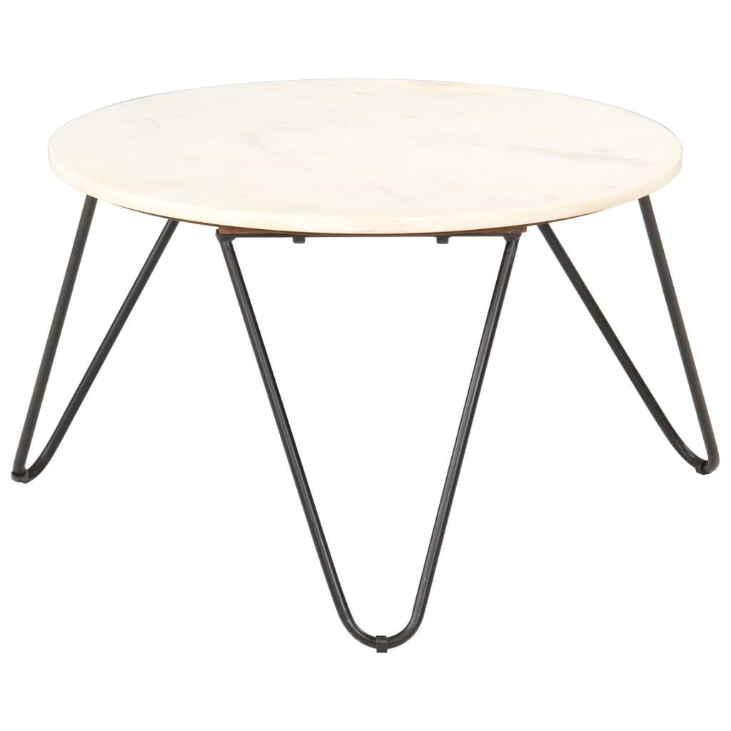 Table basse Blanc 65x65x42 cm Pierre véritable texture marbre - XIOS