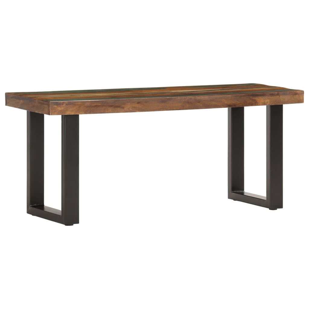 Banc 110 cm Bois de récupération solide et acier Bancs coffres vidaXL