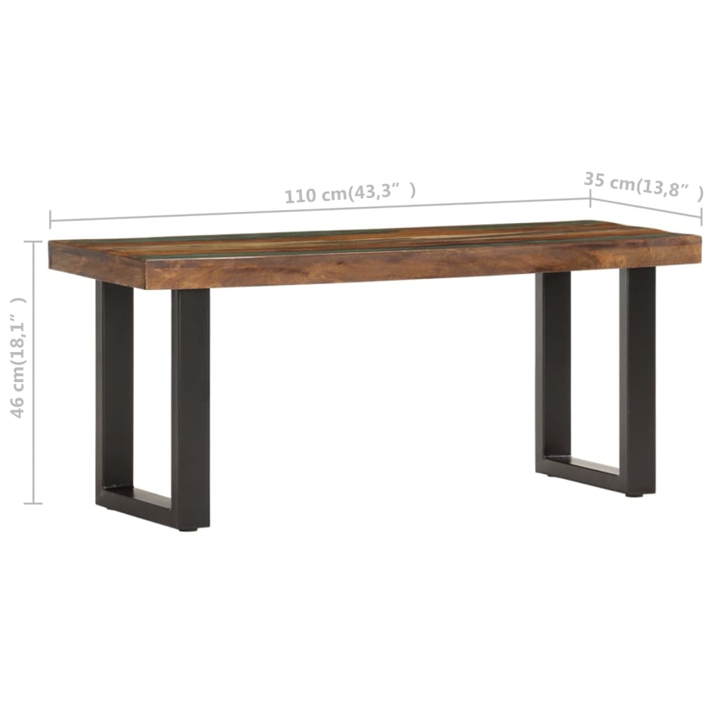 Banc 110 cm Bois de récupération solide et acier Bancs coffres vidaXL