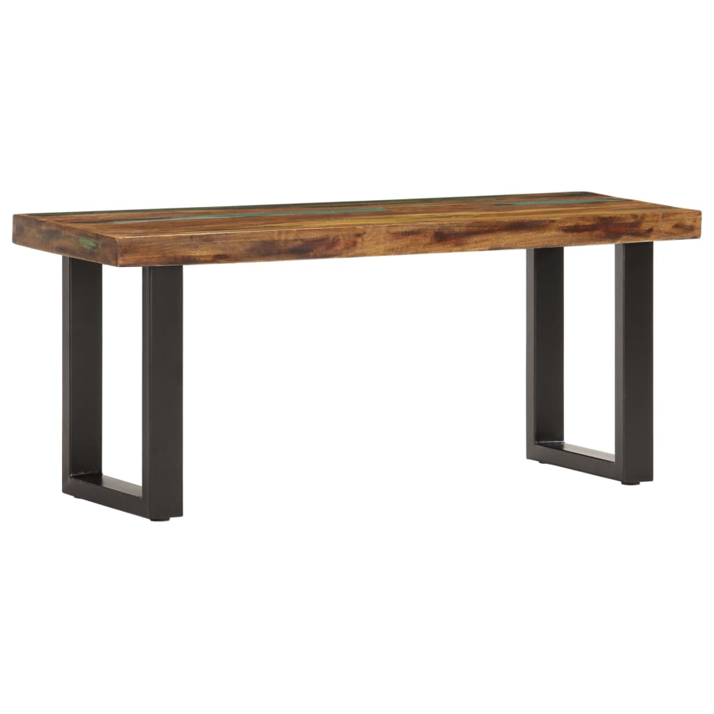 Banc 110 cm Bois de récupération solide et acier Bancs coffres vidaXL