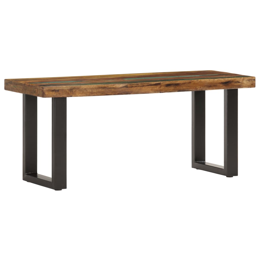 Banc 110 cm Bois de récupération solide et acier Bancs coffres vidaXL