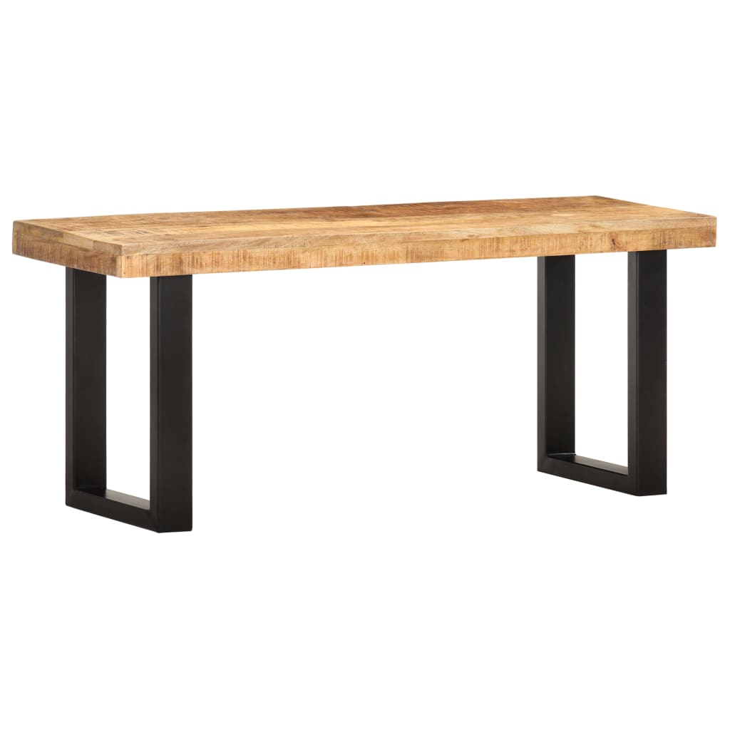 Banc 110 cm Bois de manguier brut massif et acier Bancs coffres vidaXL