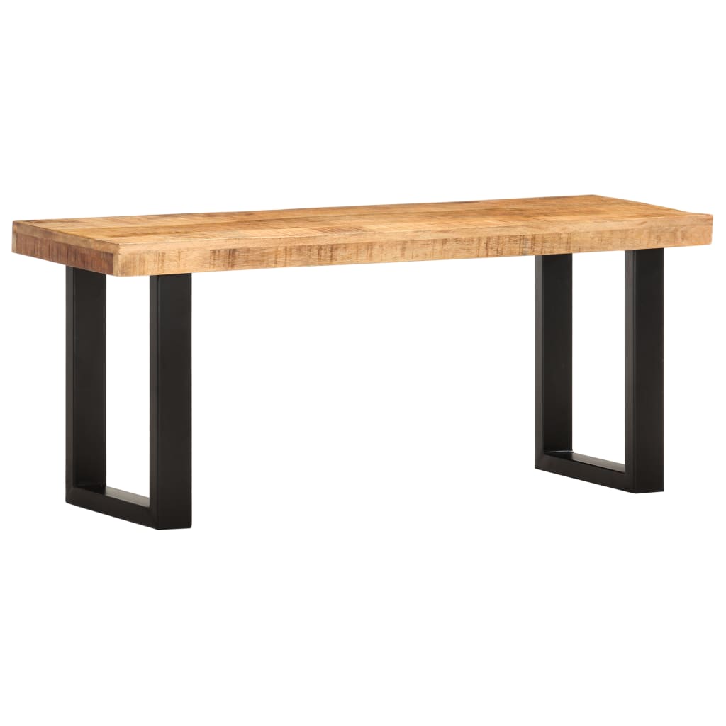 Banc 110 cm Bois de manguier brut massif et acier Bancs coffres vidaXL