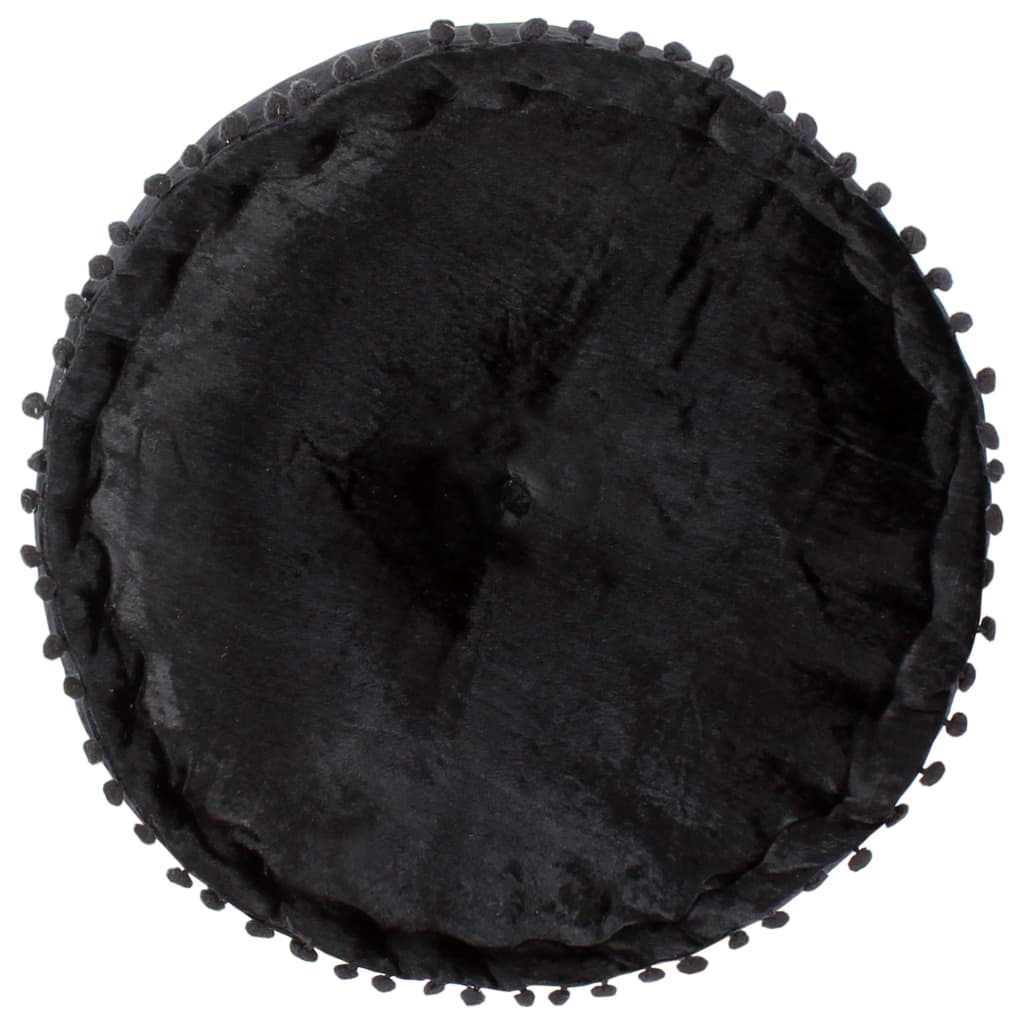 Pouf Rond Velours 40x20 cm Anthracite - XIOS