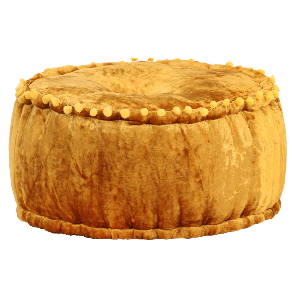 Pouf Rond Velours 40x20 cm Moutarde - XIOS