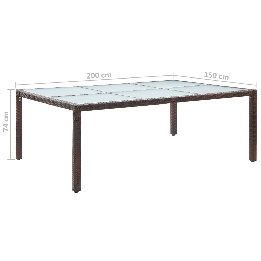 Table à dîner d'extérieur Marron 200x150x74 cm Résine tressée Tables de jardin vidaXL