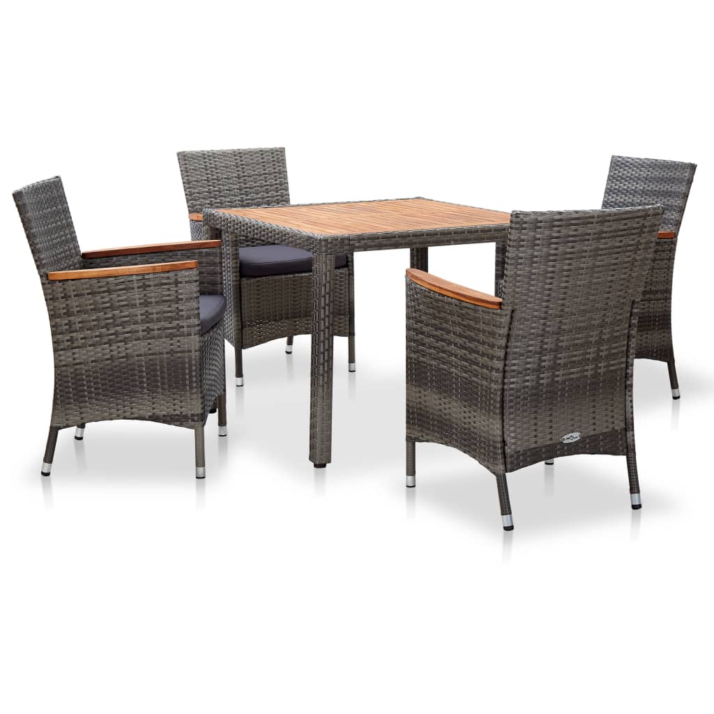 Ensemble à manger de jardin coussins 5pcs Résine tressée Gris - XIOS