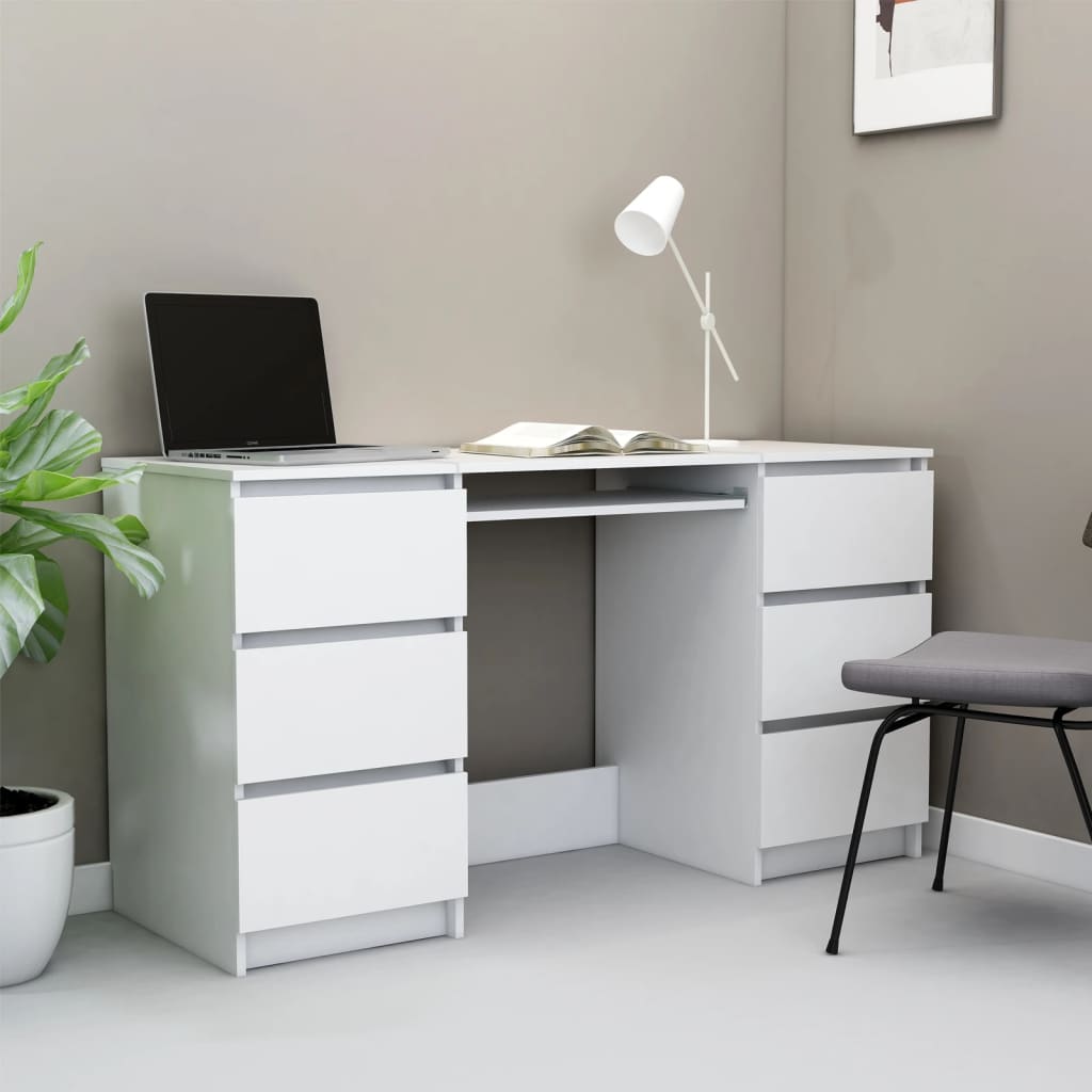 Bureau Blanc 140x50x77 cm Bois d'ingénierie Bureaux vidaXL