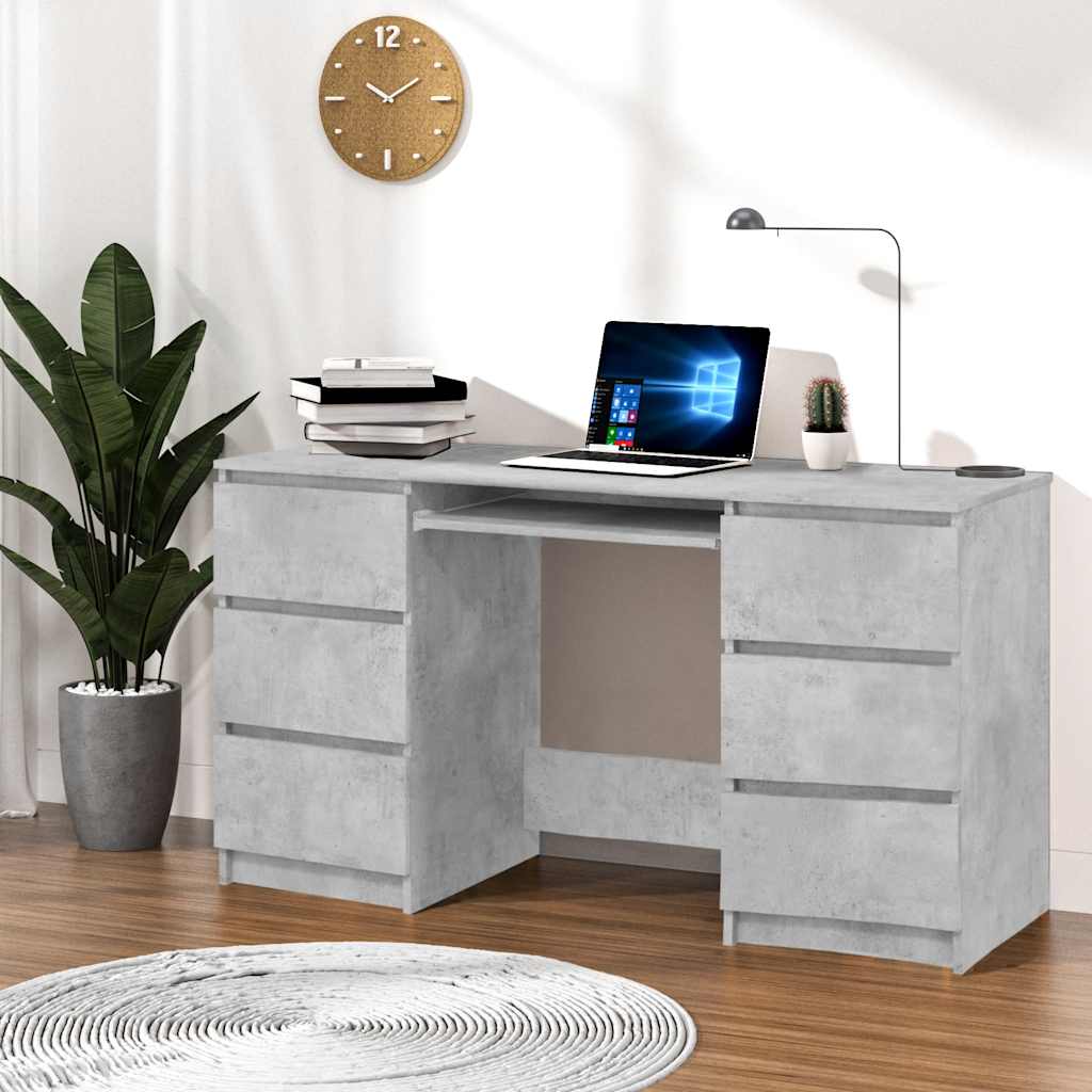 Bureau Gris béton 140x50x77 cm Bois d'ingénierie - XIOS