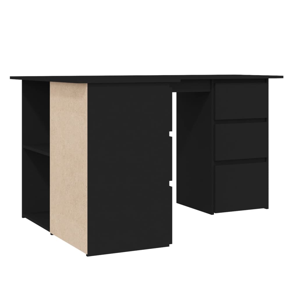 Bureau d'angle Noir 145x100x76 cm Bois d'ingénierie - XIOS