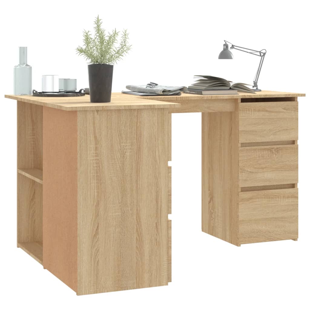 Bureau d'angle Chêne sonoma 145x100x76 cm Bois d'ingénierie Bureaux vidaXL   