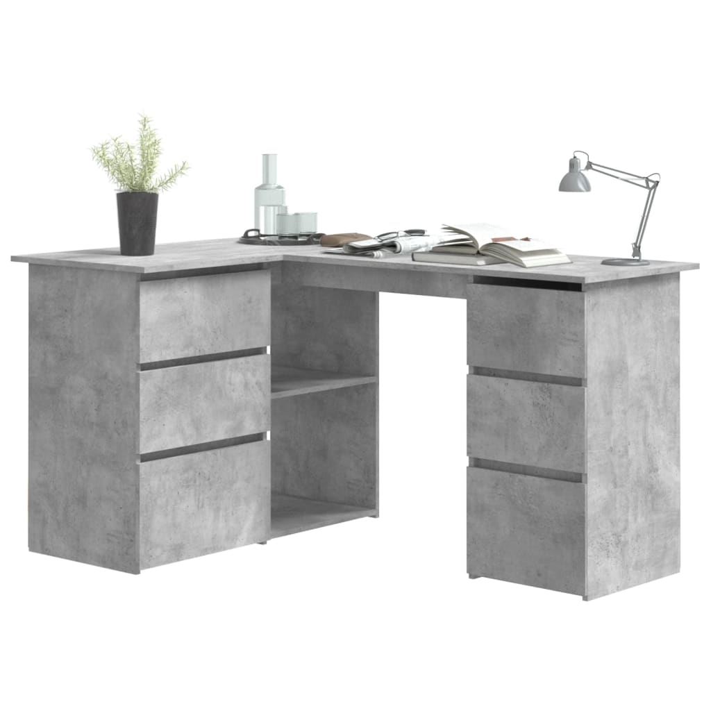Bureau d'angle Gris béton 145x100x76 cm Bois d'ingénierie Bureaux vidaXL