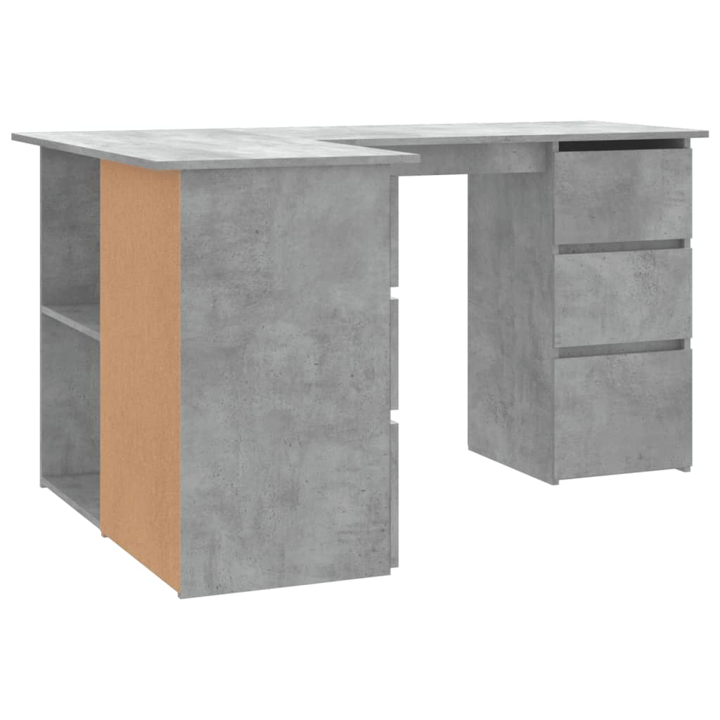 Bureau d'angle Gris béton 145x100x76 cm Bois d'ingénierie Bureaux vidaXL
