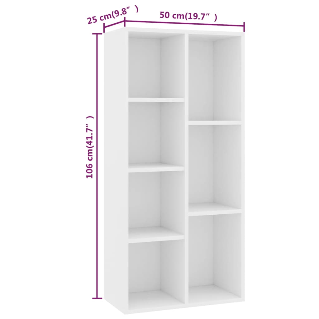 Bibliothèque Blanc 50x25x106 cm Bois d'ingénierie - XIOS
