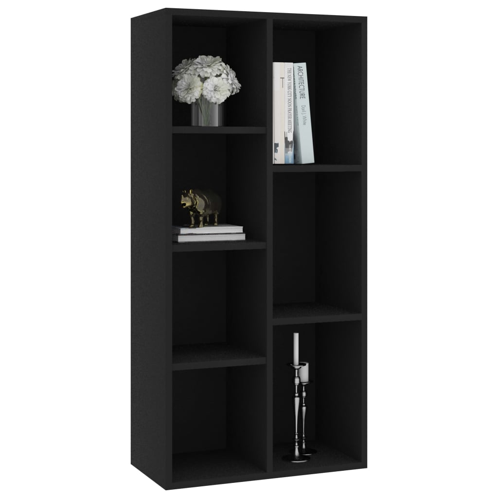 Bibliothèque Noir 50x25x106 cm Bois d'ingénierie - XIOS