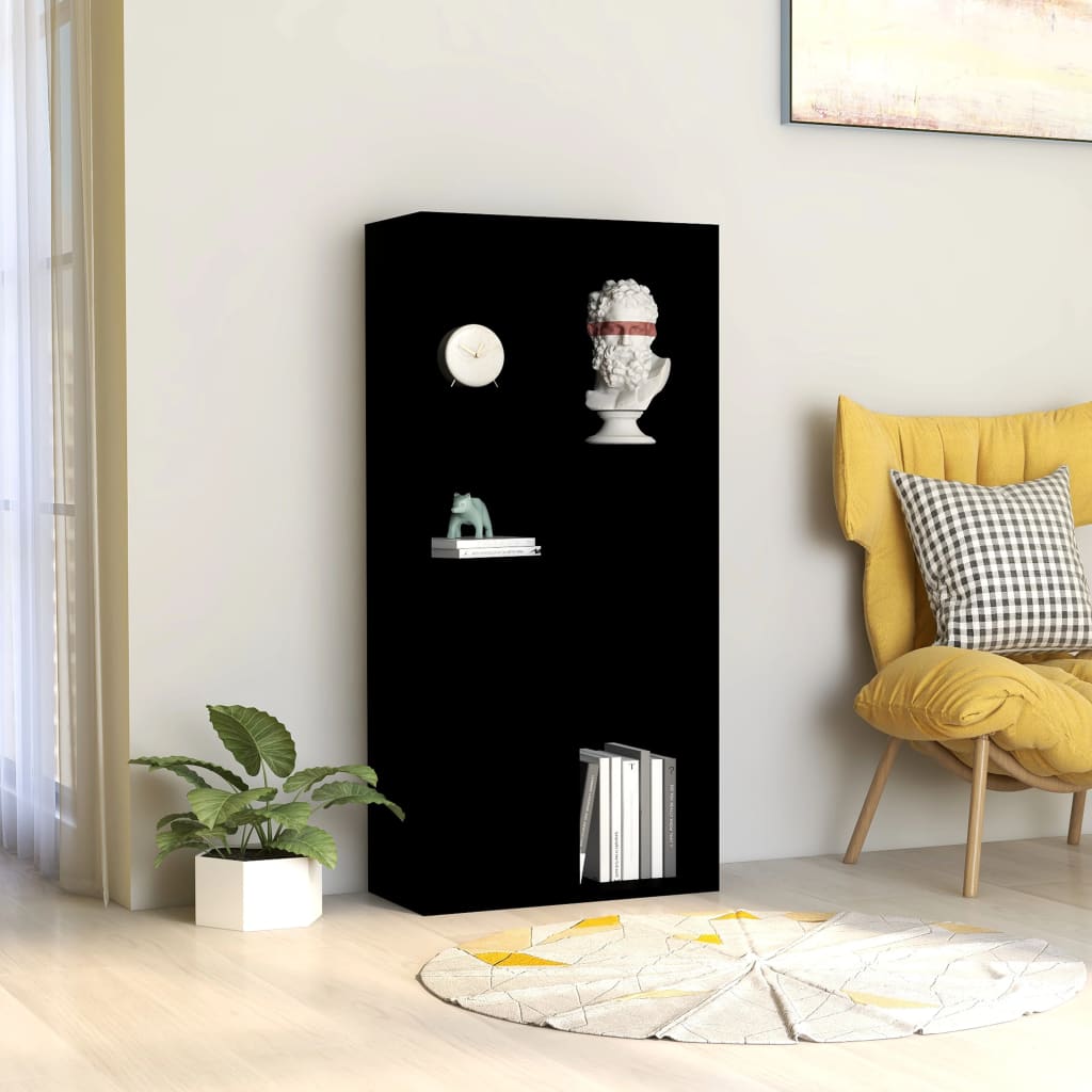 Bibliothèque Noir 50x25x106 cm Bois d'ingénierie - XIOS