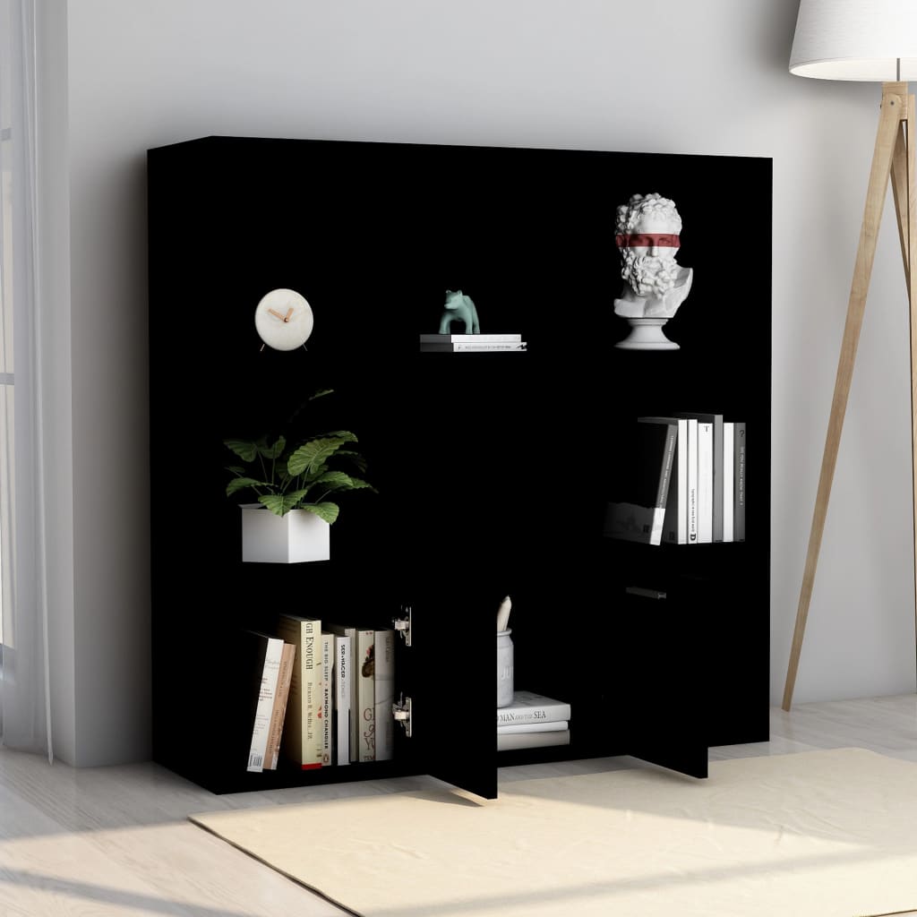 Bibliothèque Noir 98x30x98 cm Bois d’ingénierie - XIOS