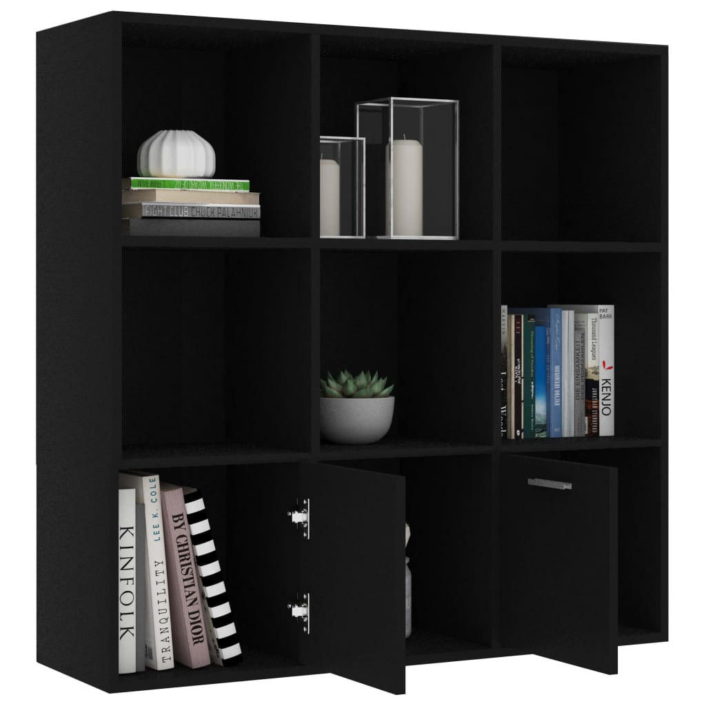 Bibliothèque Noir 98x30x98 cm Bois d’ingénierie - XIOS