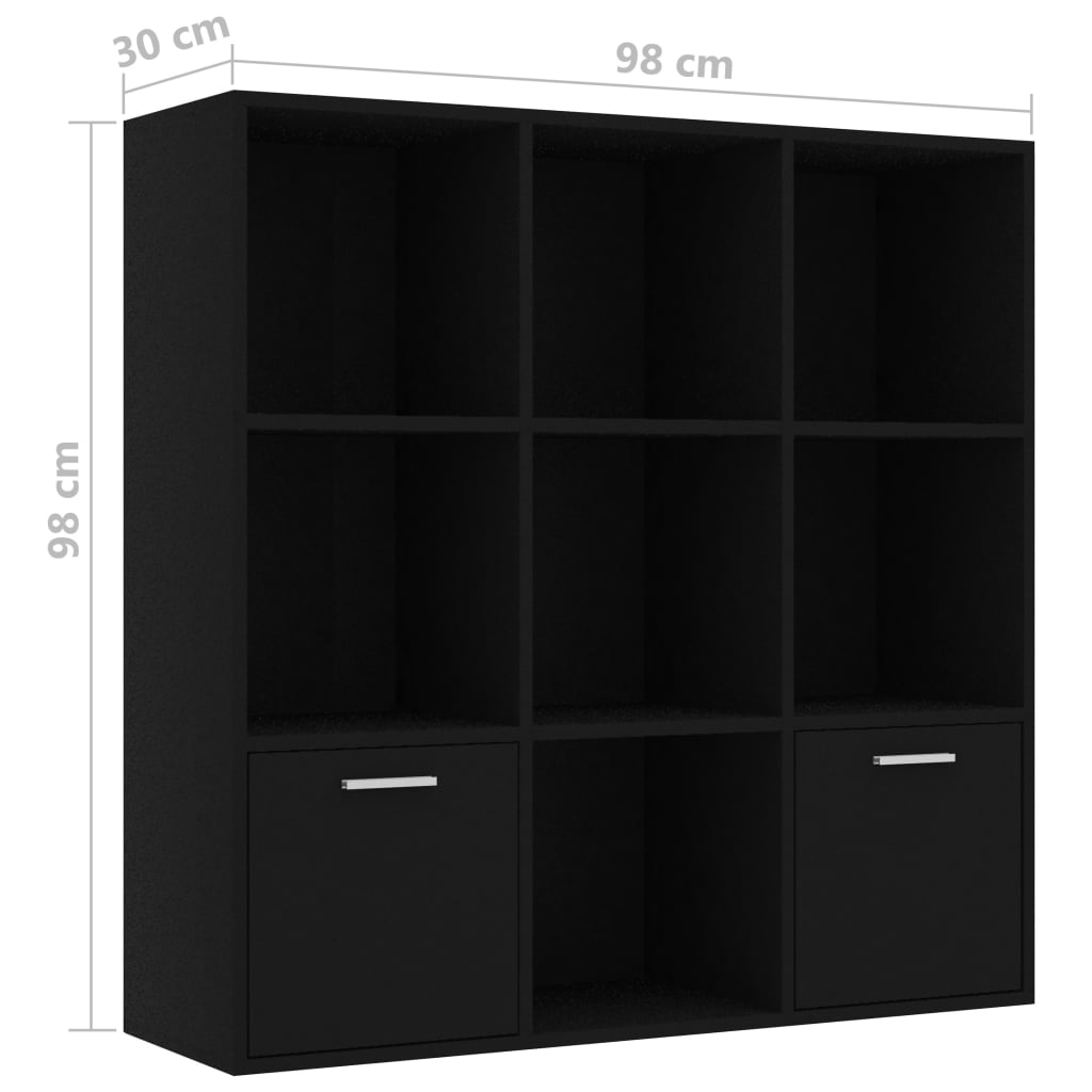 Bibliothèque Noir 98x30x98 cm Bois d’ingénierie - XIOS