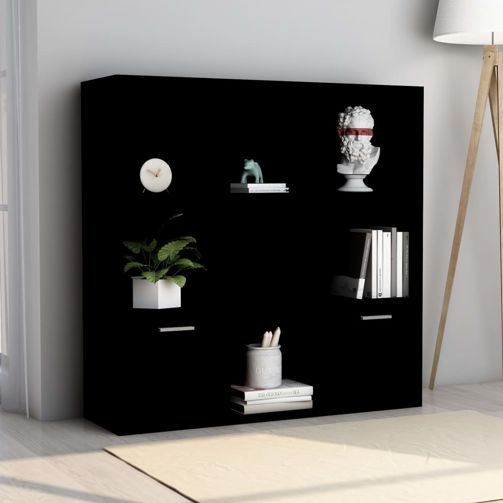 Bibliothèque Noir 98x30x98 cm Bois d’ingénierie - XIOS