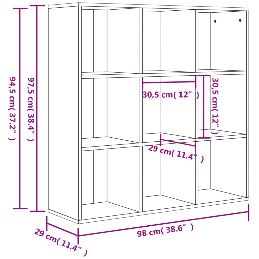 Bibliothèque gris béton 98x29x97,5 cm bois d'ingénierie - XIOS
