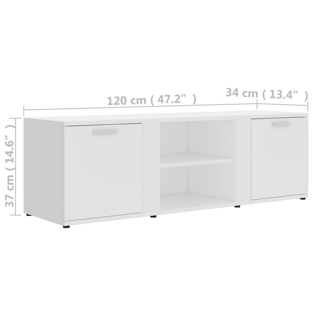 Meuble TV Blanc 120x34x37 cm Bois d'ingénierie Meubles TV vidaXL   