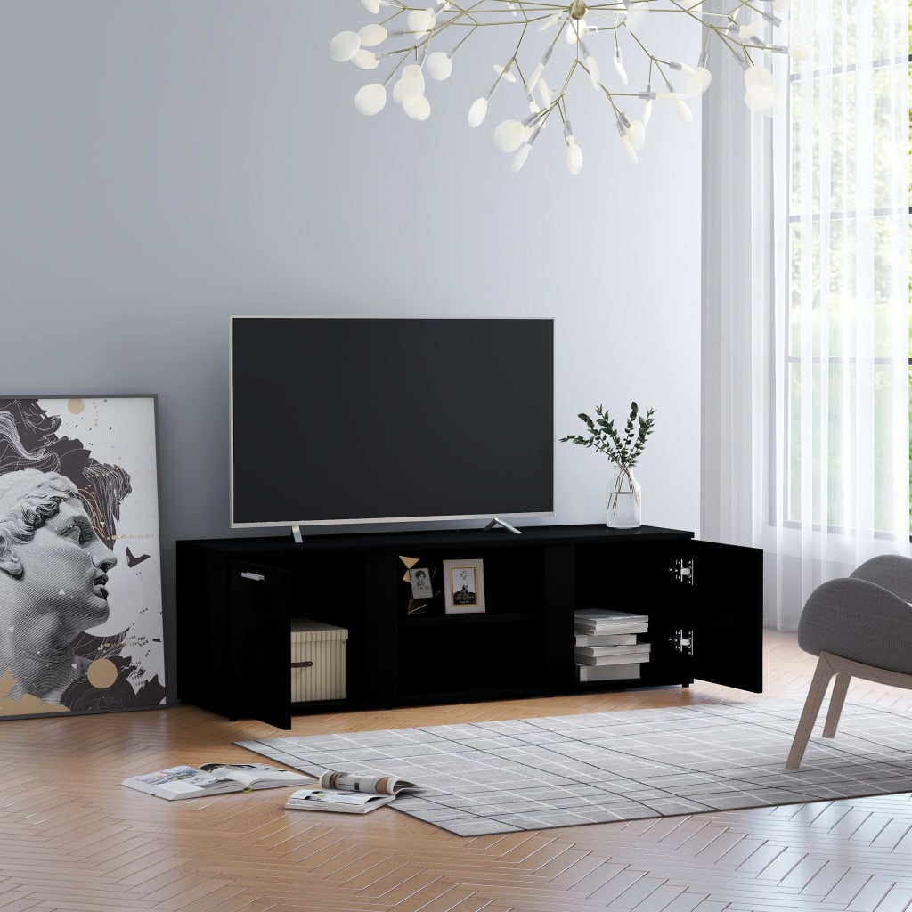 Meuble TV Noir 120x34x37 cm Bois d’ingénierie Meubles TV vidaXL   