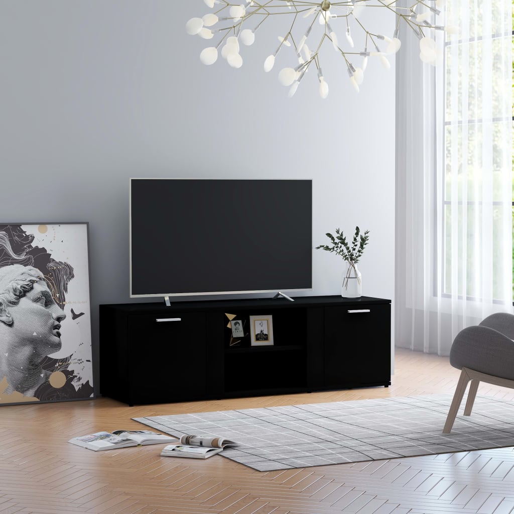 Meuble TV Noir 120x34x37 cm Bois d’ingénierie Meubles TV vidaXL   