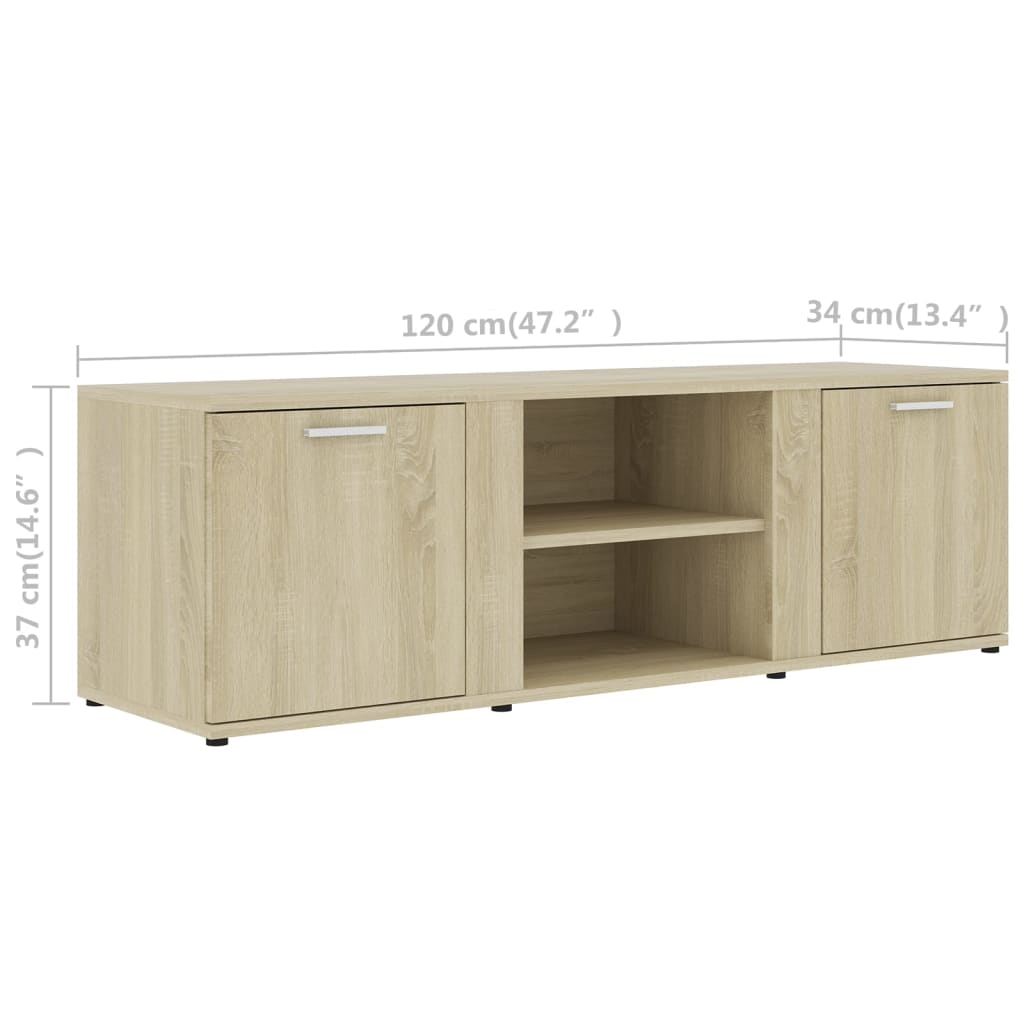 Meuble TV Chêne sonoma 120x34x37 cm Bois d’ingénierie Meubles TV vidaXL   