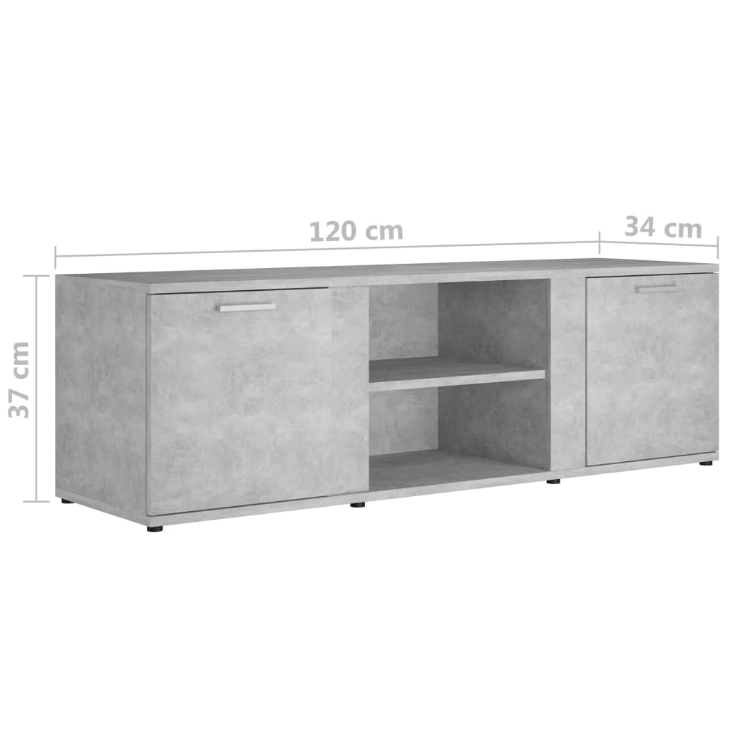 Meuble TV Gris béton 120x34x37 cm Bois d’ingénierie Meubles TV vidaXL   