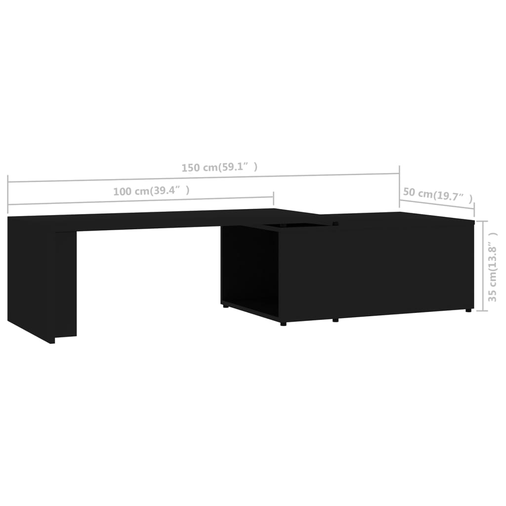 Table basse Noir 150x50x35 cm Bois d'ingénierie - XIOS