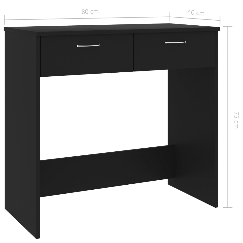 Bureau Noir 80x40x75 cm Aggloméré Bureaux vidaXL   
