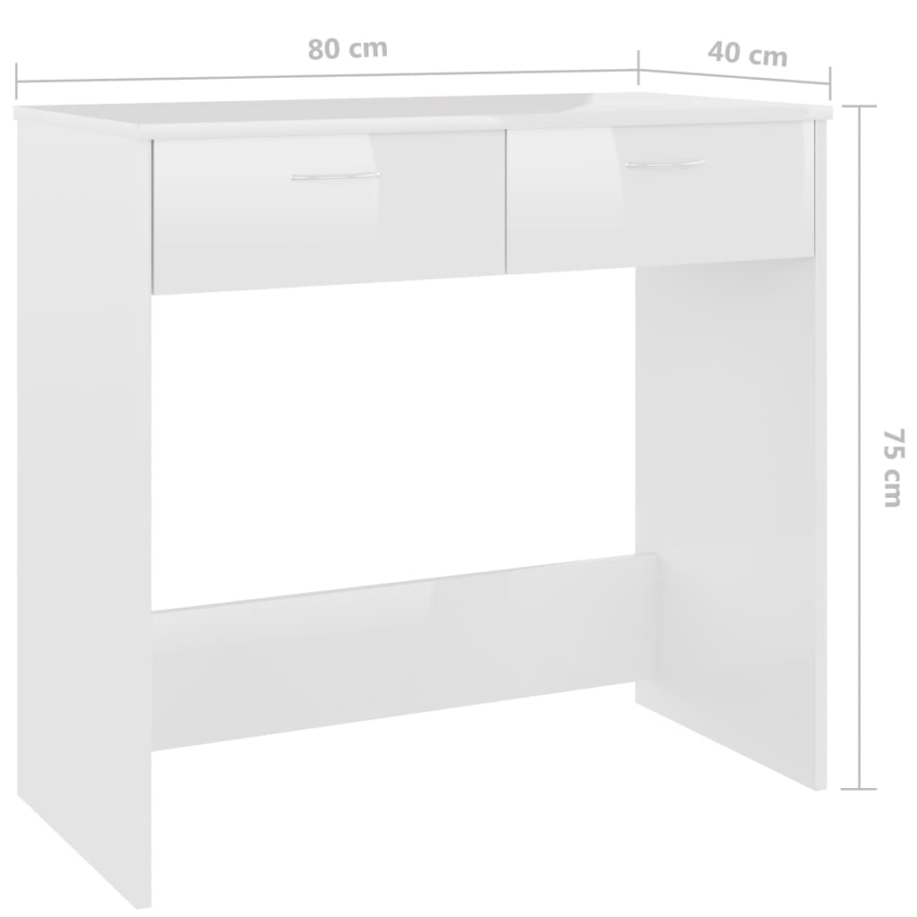Bureau Blanc brillant 80x40x75 cm Aggloméré Bureaux vidaXL   
