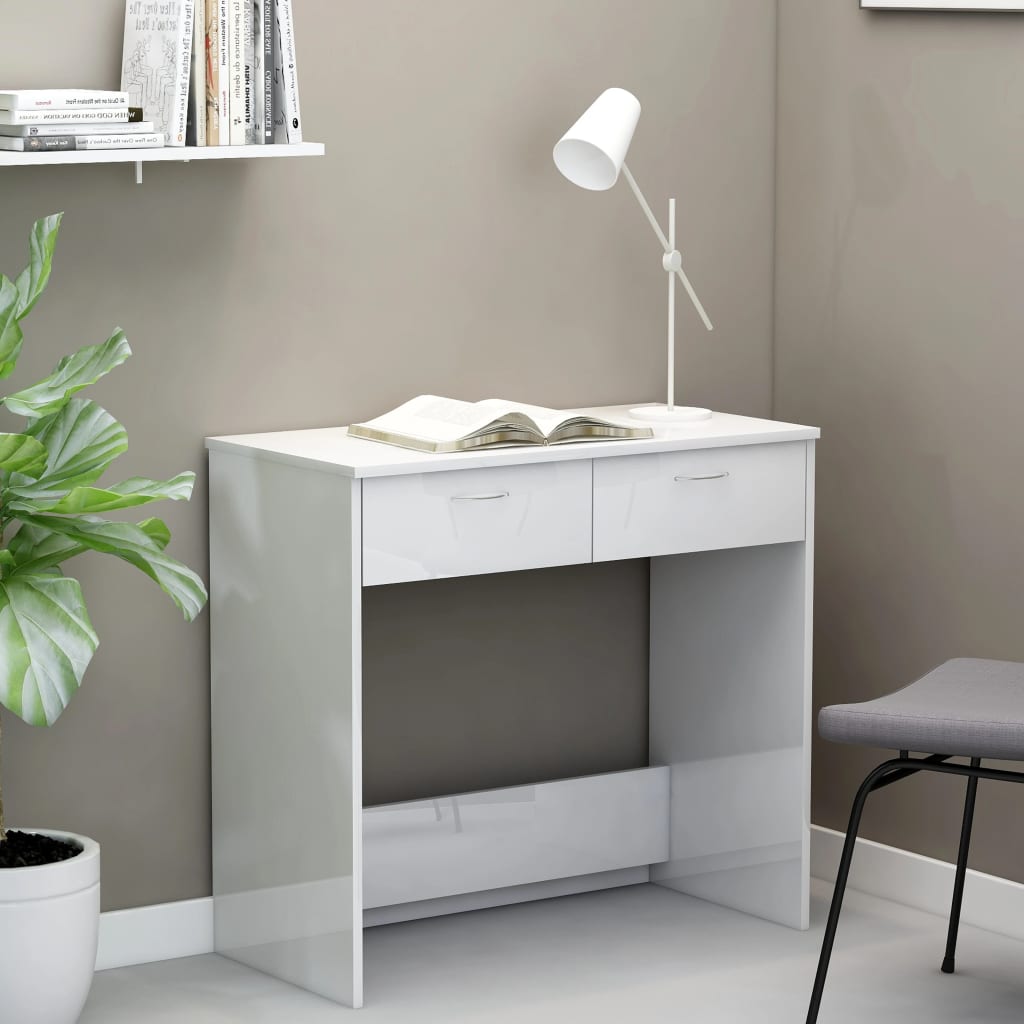 Bureau Blanc brillant 80x40x75 cm Aggloméré Bureaux vidaXL   