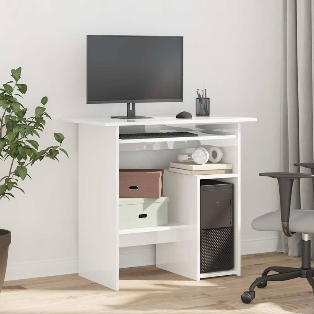 Bureau Blanc brillant 80x45x74 cm Bois d’ingénierie - XIOS