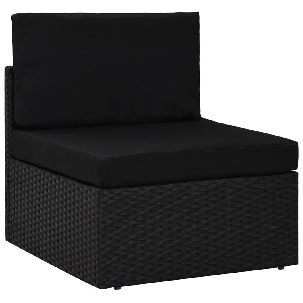 Canapé central sectionnel Résine tressée Noir Éléments pour canapés modulables de jardin vidaXL