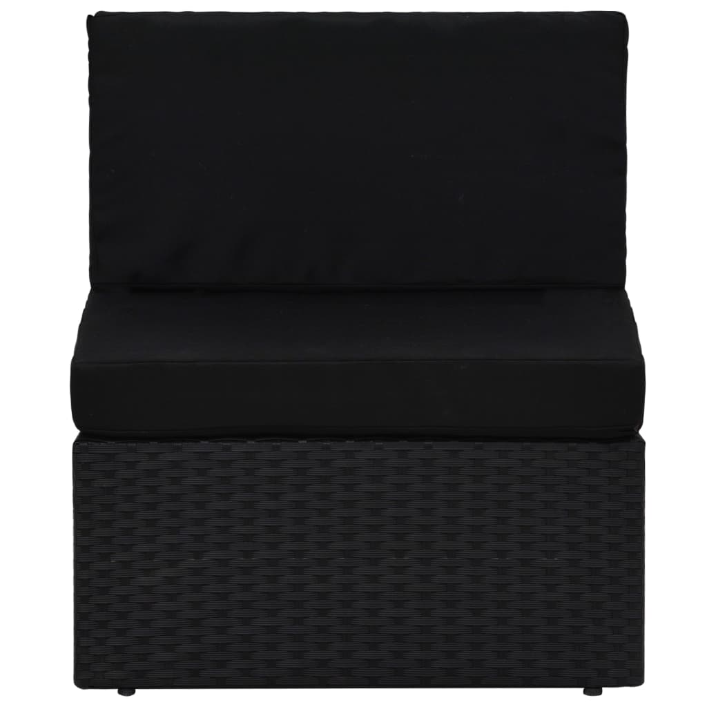 Canapé central sectionnel Résine tressée Noir Éléments pour canapés modulables de jardin vidaXL