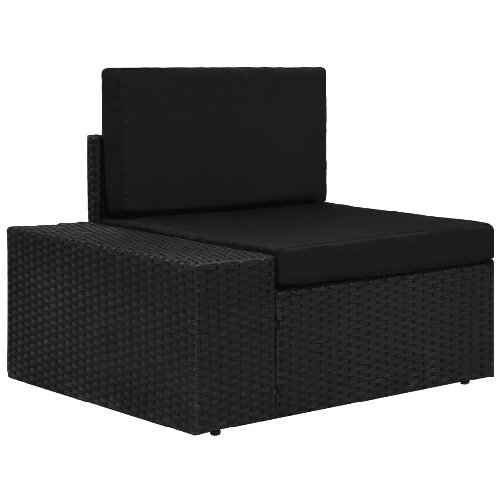 Canapé d'angle sectionnel accoudoir droit Résine tressée Noir Éléments pour canapés modulables de jardin vidaXL