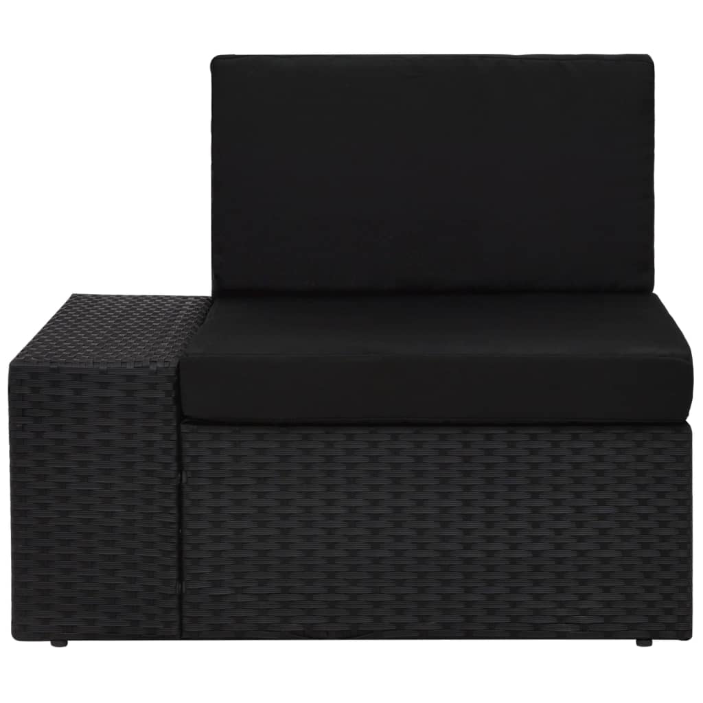 Canapé d'angle sectionnel accoudoir droit Résine tressée Noir Éléments pour canapés modulables de jardin vidaXL