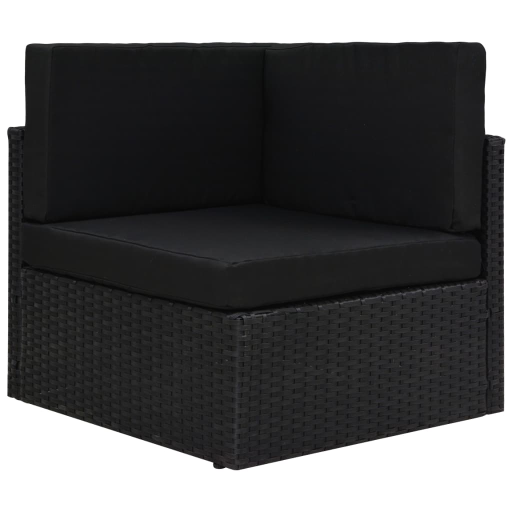 Canapé d'angle sectionnel Résine tressée Noir Éléments pour canapés modulables de jardin vidaXL