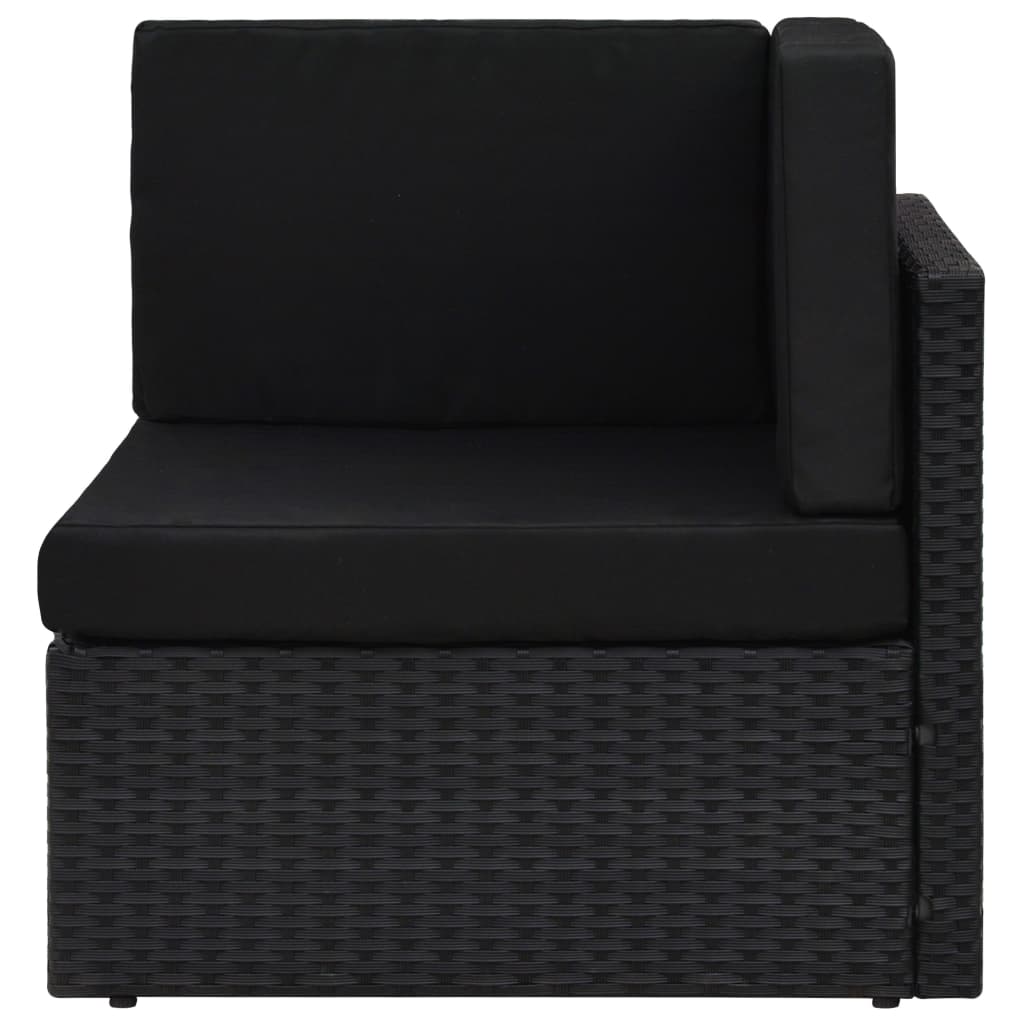 Canapé d'angle sectionnel Résine tressée Noir Éléments pour canapés modulables de jardin vidaXL