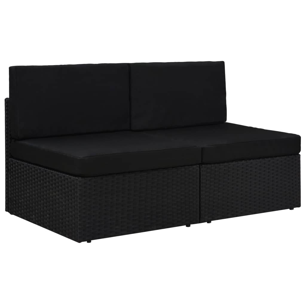 Canapé sectionnel 2 places Résine tressée Noir Éléments pour canapés modulables de jardin vidaXL