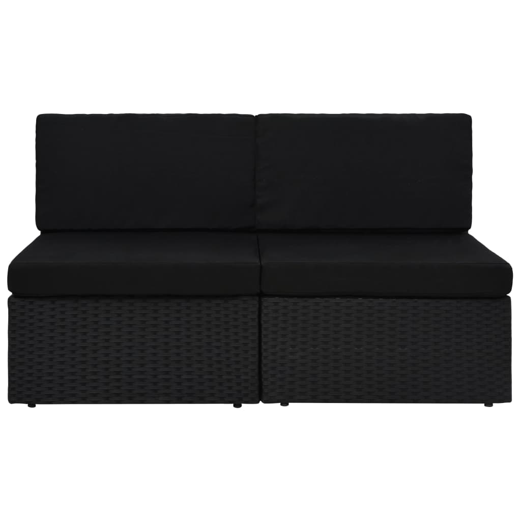 Canapé sectionnel 2 places Résine tressée Noir Éléments pour canapés modulables de jardin vidaXL