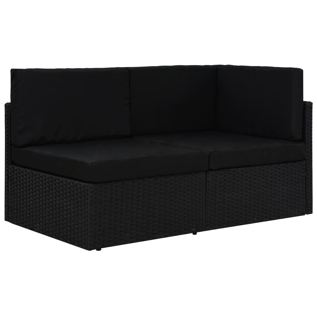 Canapé sectionnel 2 places Résine tressée Noir Éléments pour canapés modulables de jardin vidaXL