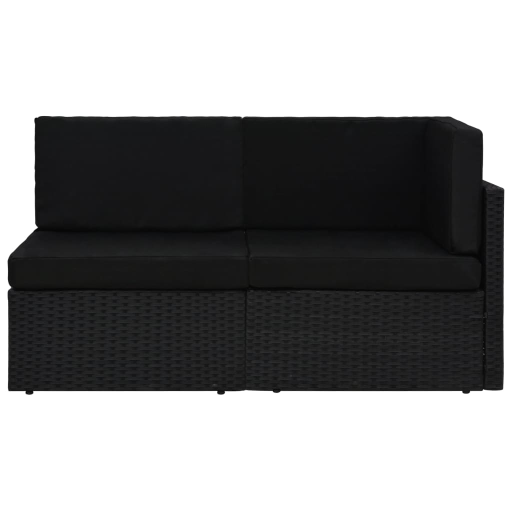 Canapé sectionnel 2 places Résine tressée Noir Éléments pour canapés modulables de jardin vidaXL