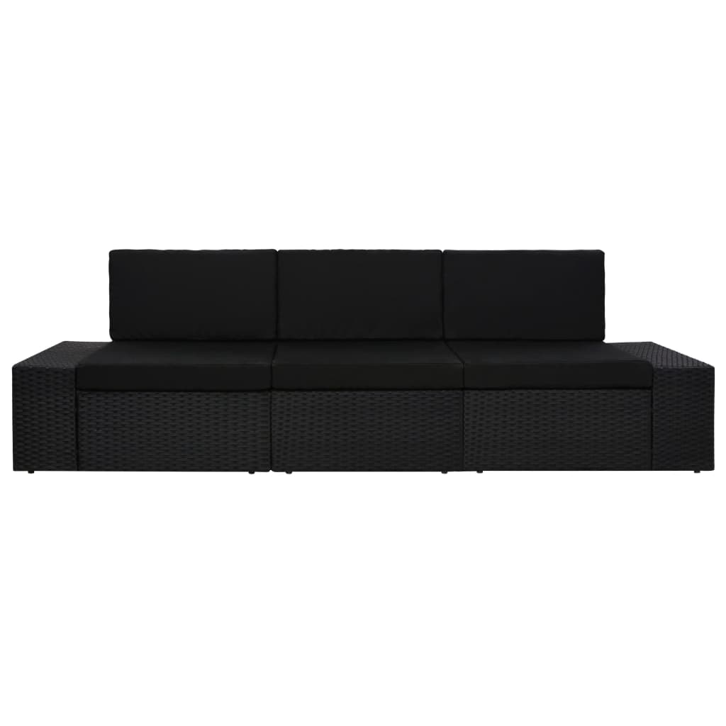 Canapé sectionnel 3 places Résine tressée Noir Éléments pour canapés modulables de jardin vidaXL