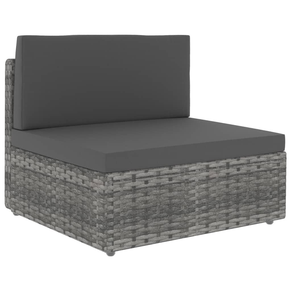 Canapé central sectionnel Résine tressée Gris Éléments pour canapés modulables de jardin vidaXL