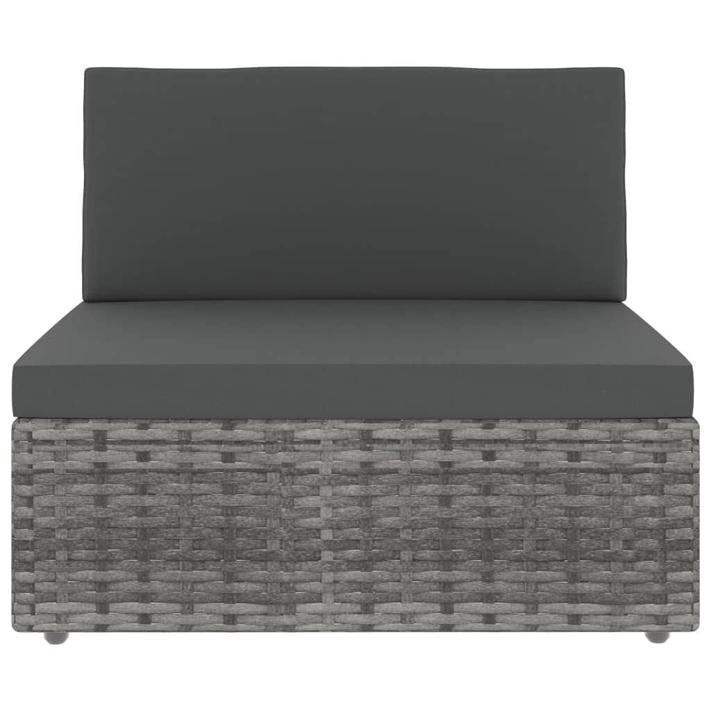 Canapé central sectionnel Résine tressée Gris Éléments pour canapés modulables de jardin vidaXL