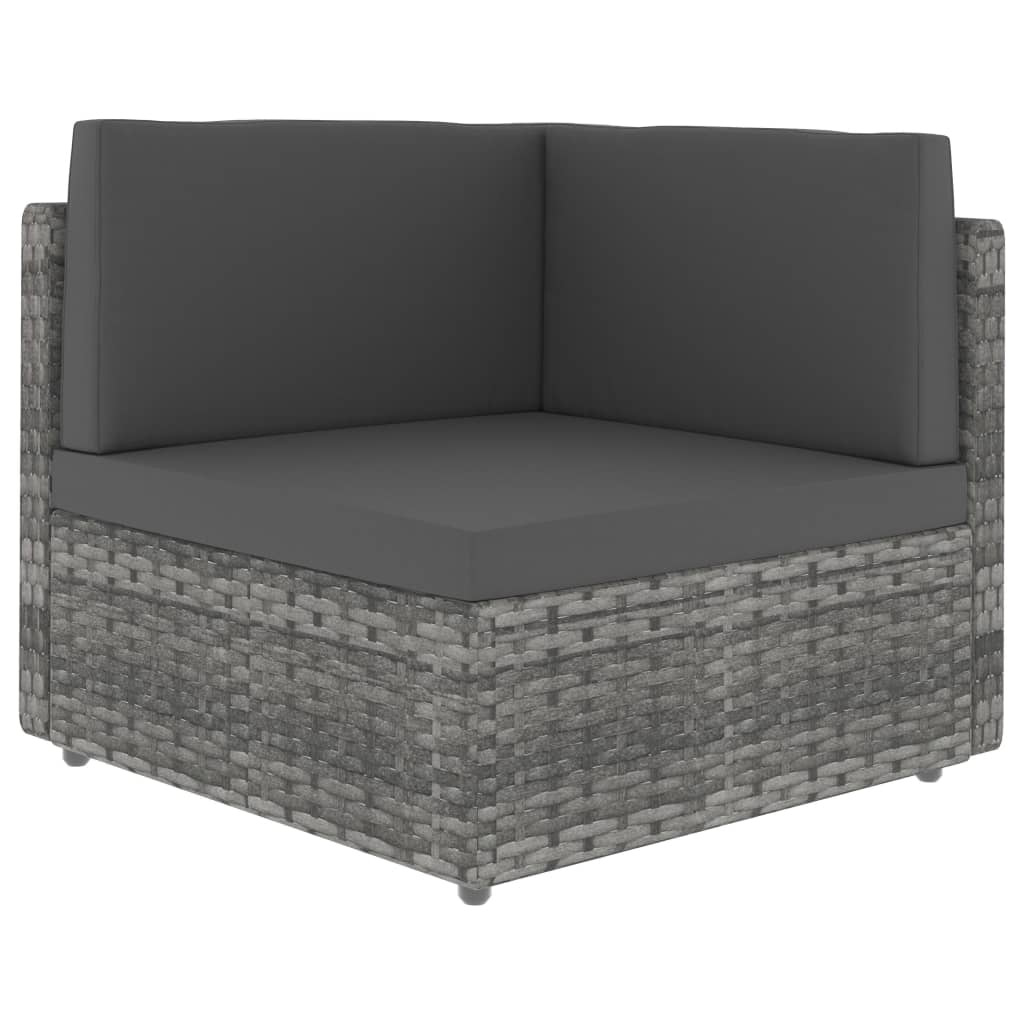 Canapé d'angle sectionnel Résine tressée Gris Éléments pour canapés modulables de jardin vidaXL