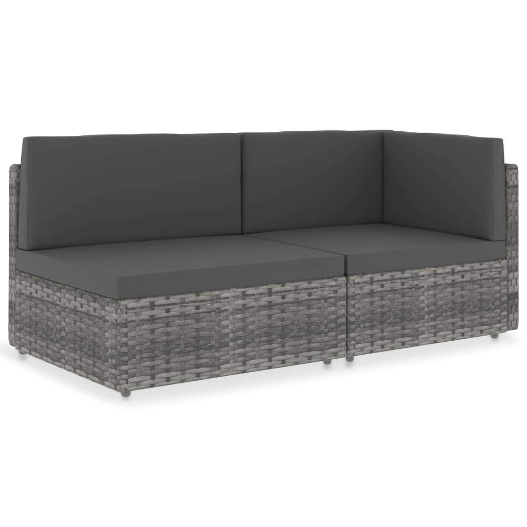 Canapé sectionnel 2 places Résine tressée Gris Éléments pour canapés modulables de jardin vidaXL
